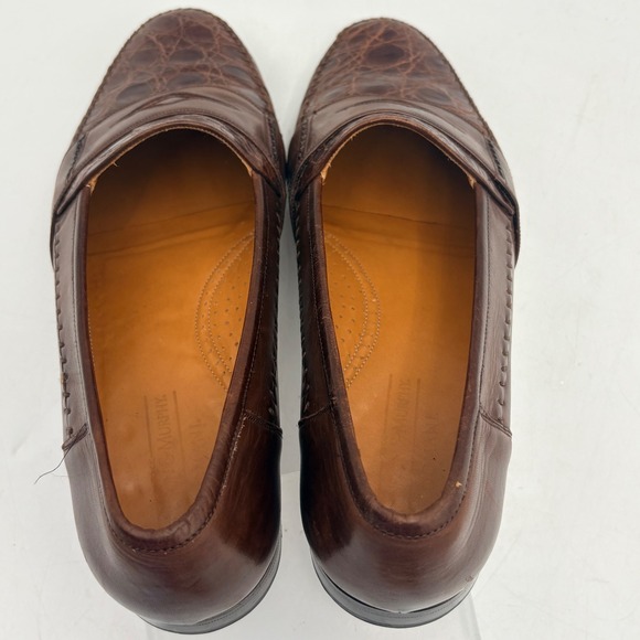 Johnston & Murphy Domani Tassel Loafers Men 9.5 Brown Crocodile Embossed Italy main image 6